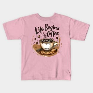 Life Begins After Coffee Kids T-Shirt